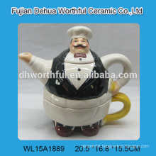2016 new design ceramic teapot with cup in chef shape